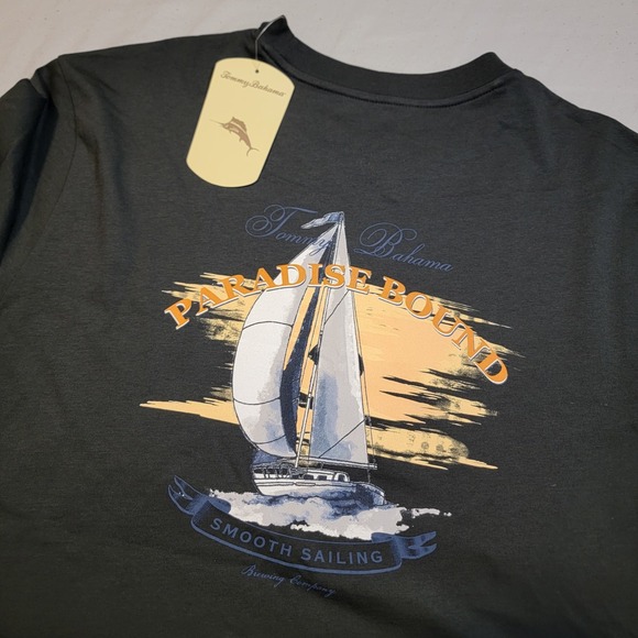Tommy Bahama Mens T Shirt Mens Medium Black Paradise Bound Smooth Sailing NWT - Picture 1 of 5